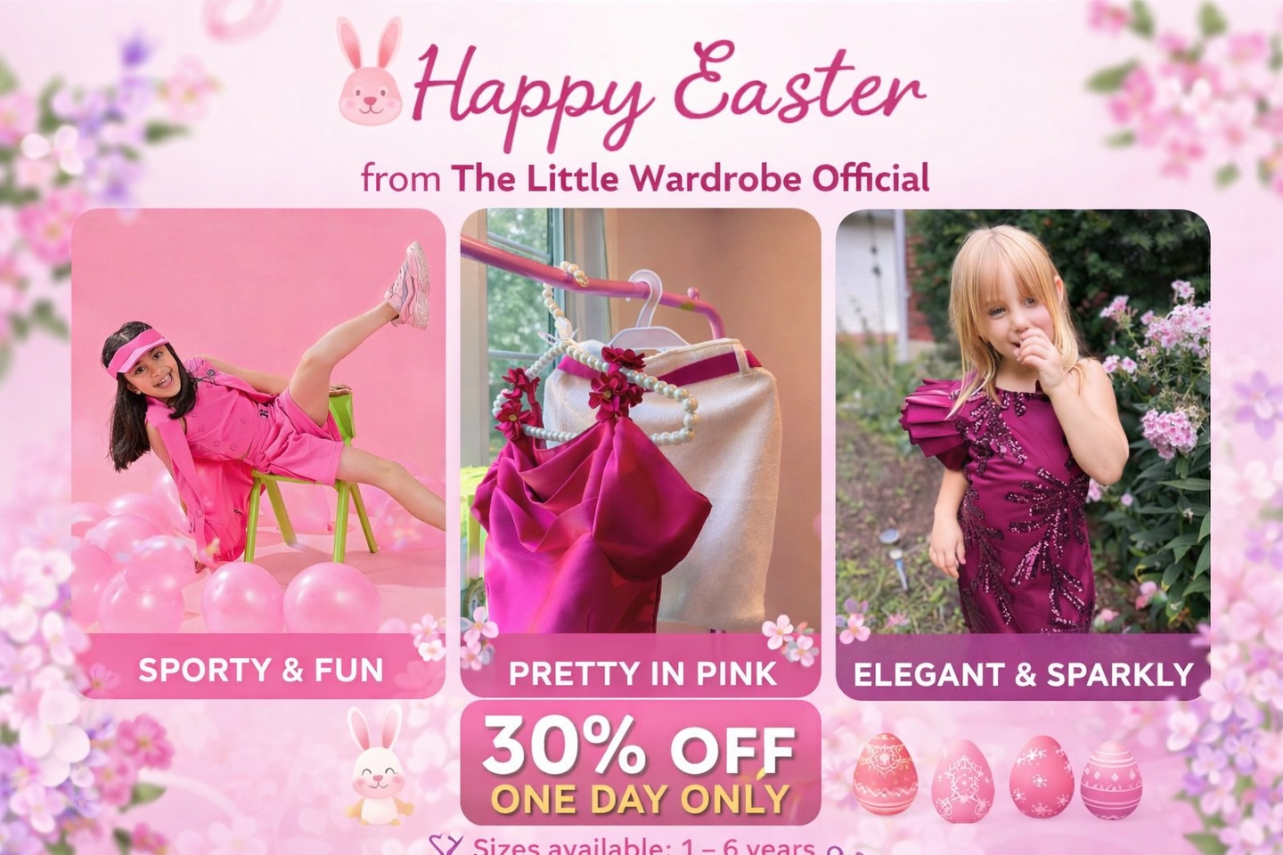 💖 Hop into style this Easter!
Fresh, fun & full of pink vibes 🌸✨
🐰 Happy Easter from The Little Wardrobe Official
🎉 Enjoy 30% OFF — Today Only!
👗 Sizes available: 1–6 years
DM now before it’s gone!