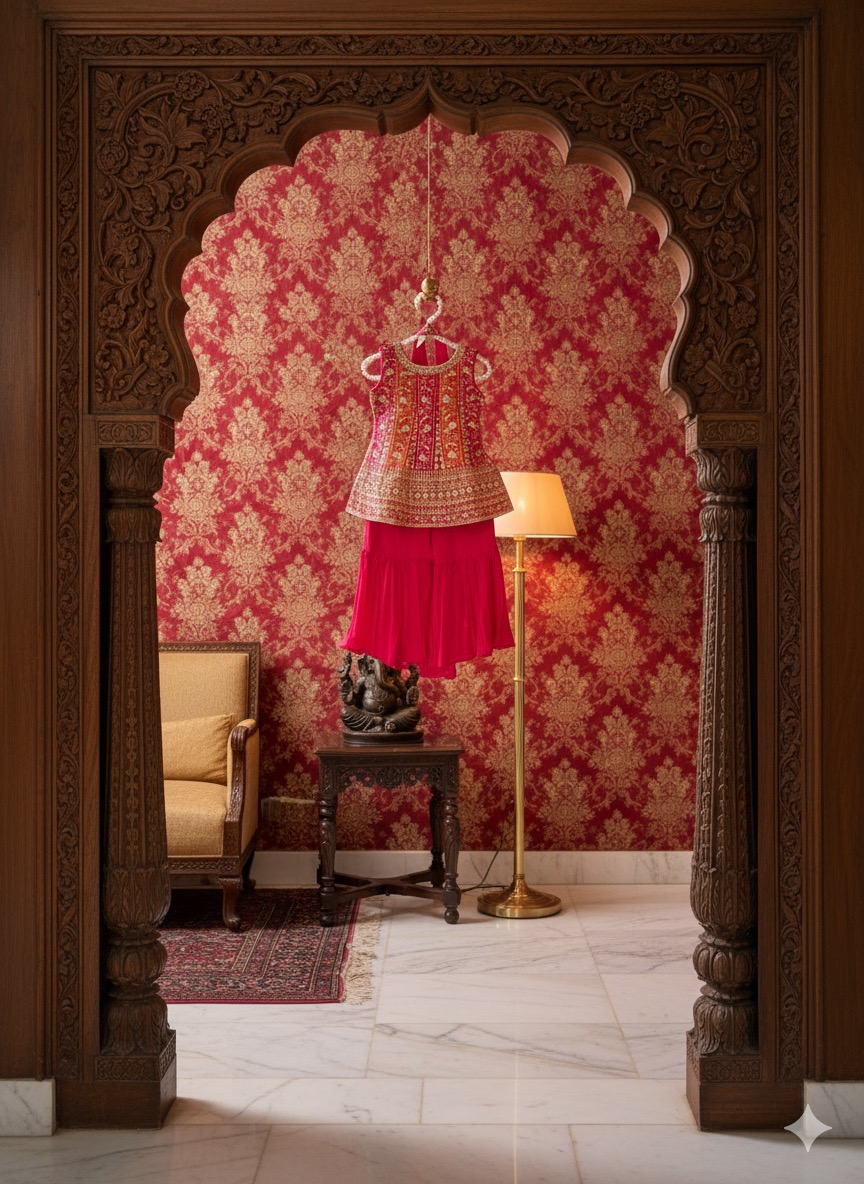 Pink Festive Kids Suit - Image 2